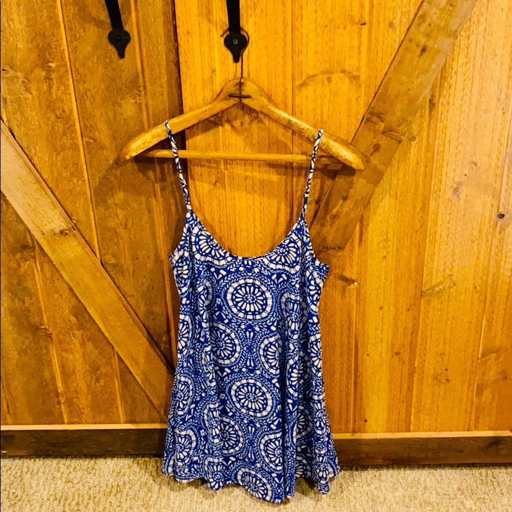 Blue and white dress